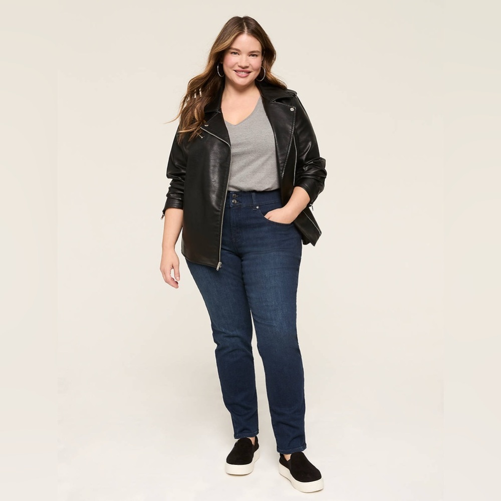 LANE BRYANT Women’s High Rise Straight Leg Jeans Tighter Tummy Fit Sz 22 Regular - Picture 4 of 12